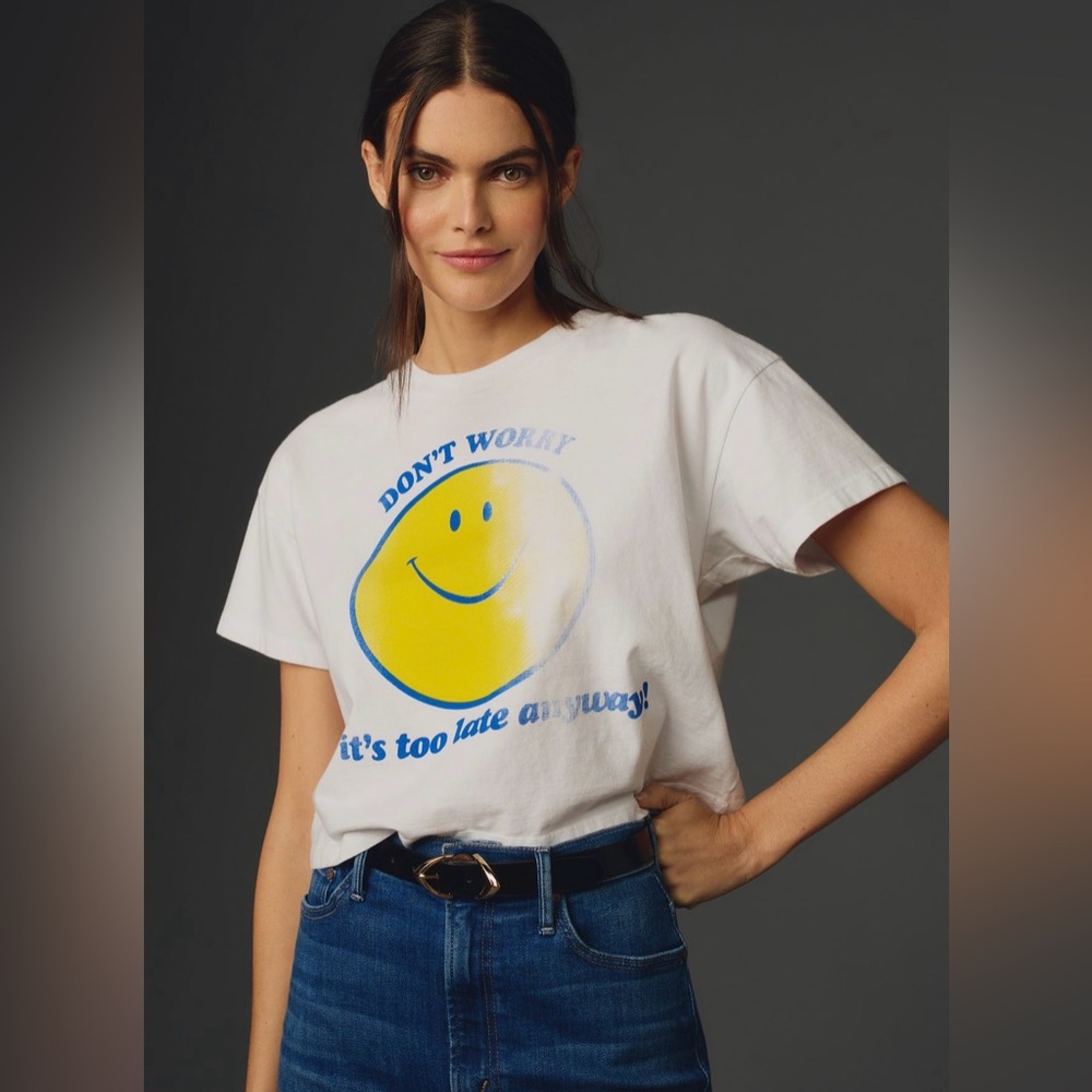 MOTHER, “Don’t Worry It’s Too Late Anyway!” Tee, Medium, White, NWT
